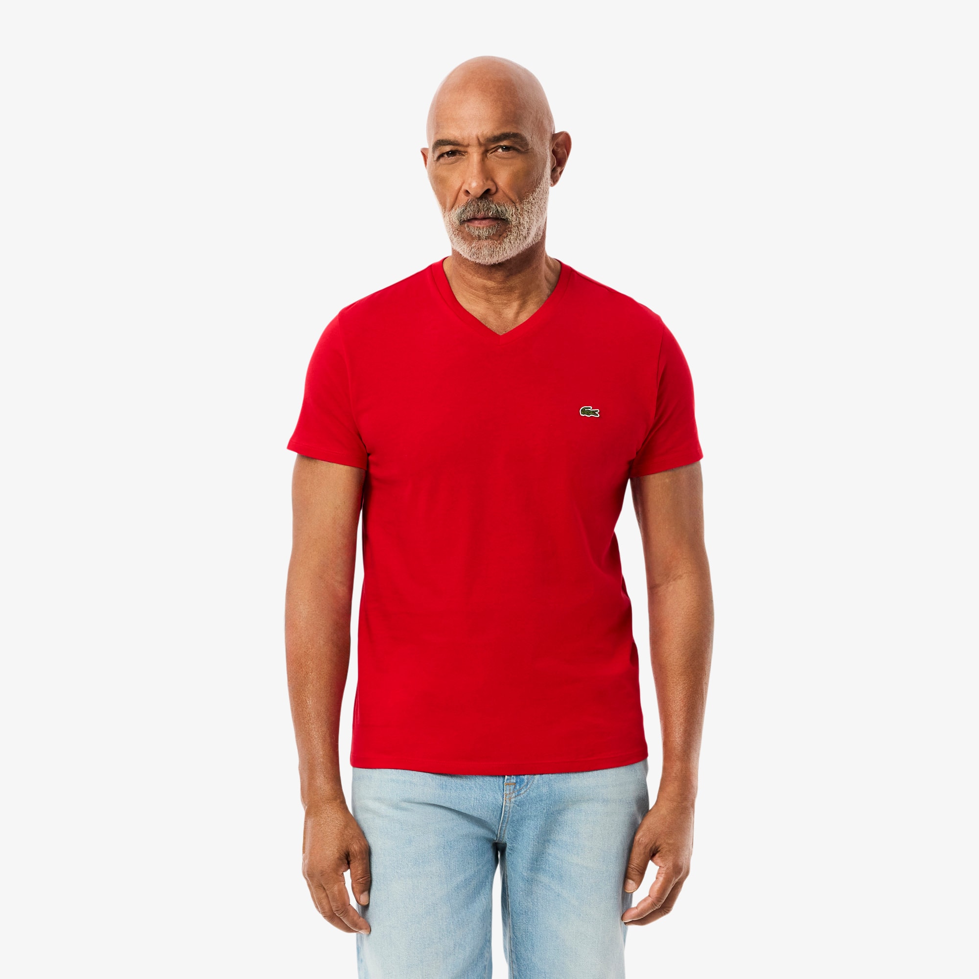 Lacoste Men's Lightweight Pima Cotton V-Neck T-Shirt