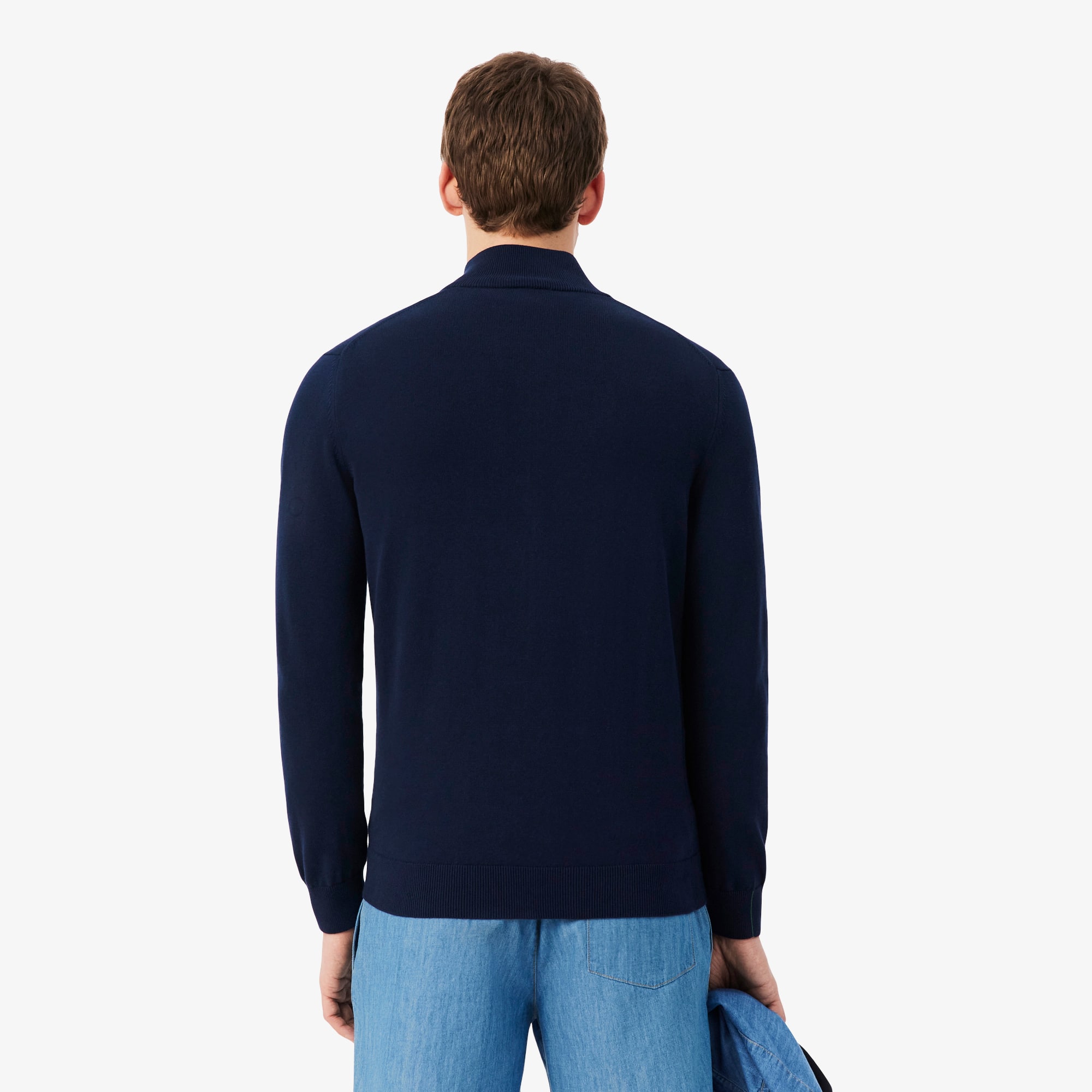 Men's Zip-Up High-Neck Cotton Sweater - Sweaters & Sweatshirts