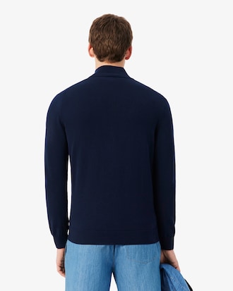 Men's Zip-Up High-Neck Cotton Sweater