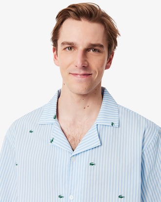 Pijama de algod&oacute;n con estampado de cocodrilo a rayas