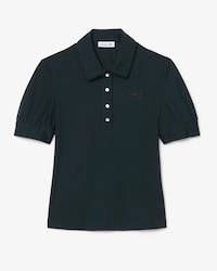 Slim Fit Puffed Sleeve Fluid Jersey Polo Shirt