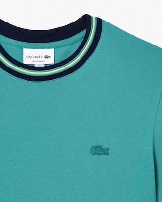 T-shirt avec col ray&eacute; en mini piqu&eacute; stretch