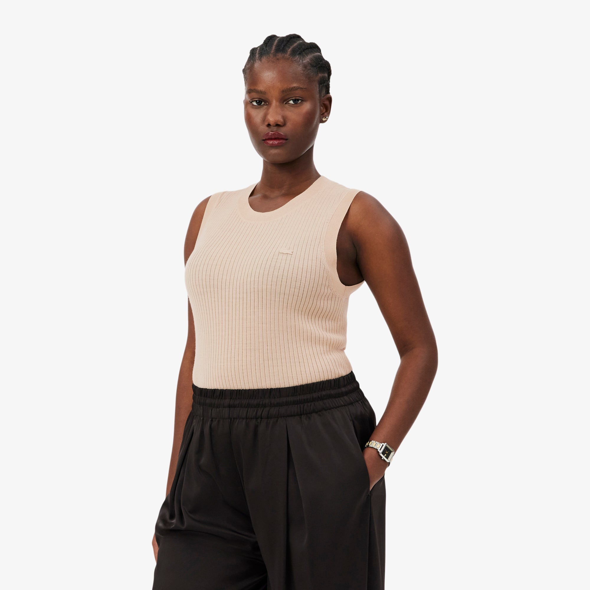 Merino Wool 3D Knit Sleeveless Sweater