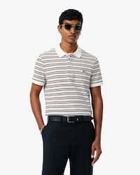 Classic Fit Striped Petit Piqu&eacute; Polo