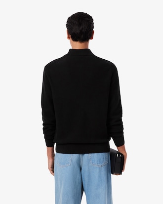 Men's Cotton & Wool Blend Half-Zip Polo Collar Sweater