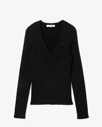 Women's Seamless 3D Rib Knit V-Neck Sweater