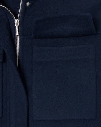 High Ribbed Neck Cropped Wool Jacket