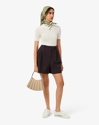 Oversized Wool Blend Pleated Bermuda Shorts