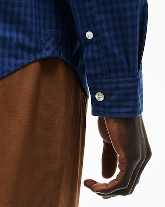 Men's Regular Fit Mini Check Poplin Shirt