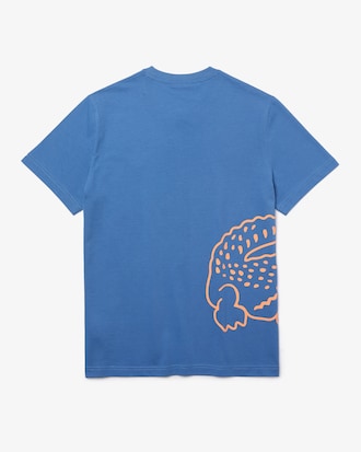 Playera de algod&oacute;n org&aacute;nico con estampado de cocodrilo y cuello redondo para hombre