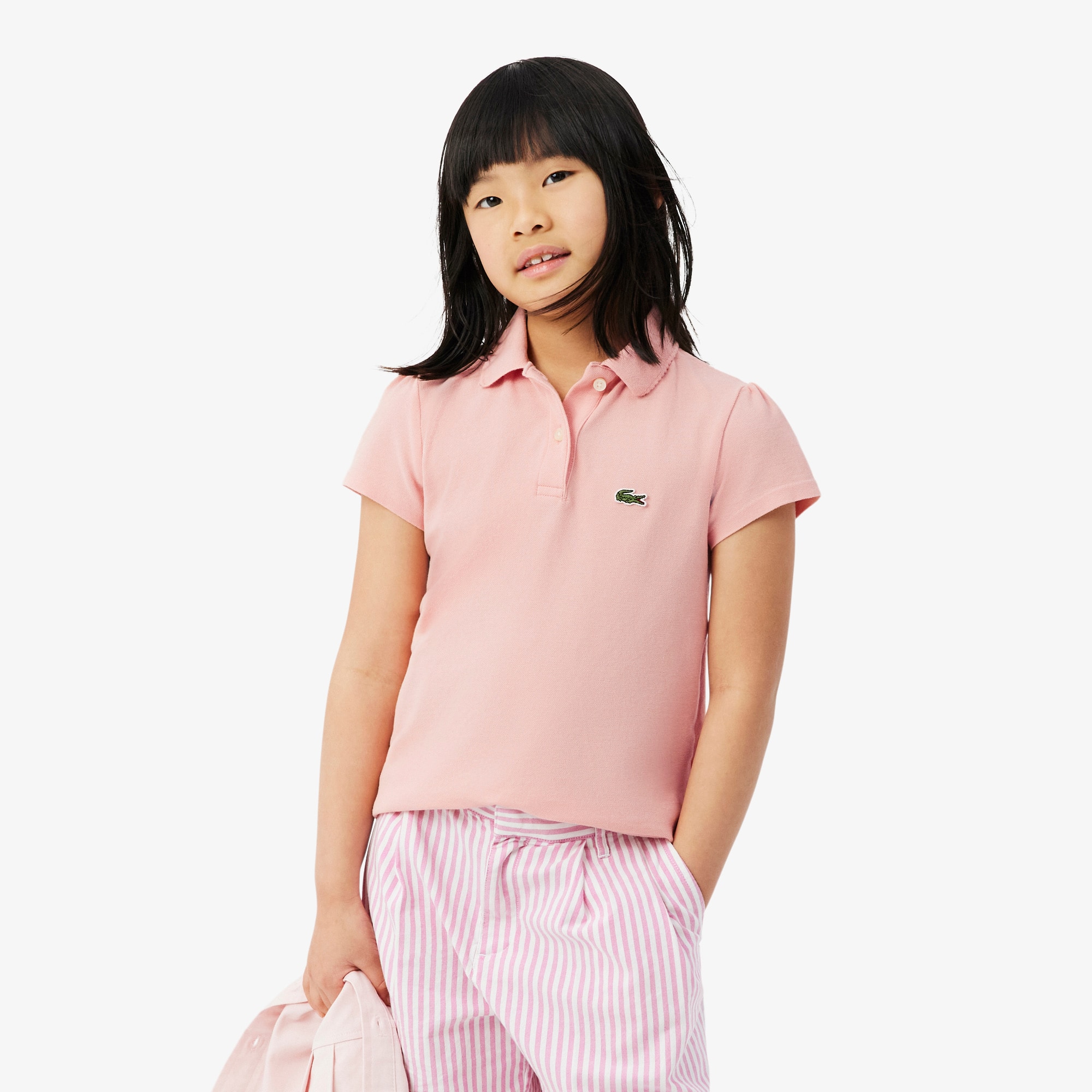 Lacoste Girls' Scalloped Collar Piqué Polo