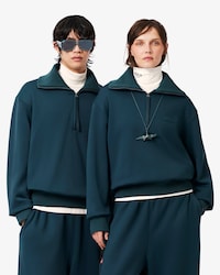 Runway High Neck Zipped Satin Sweatshirt