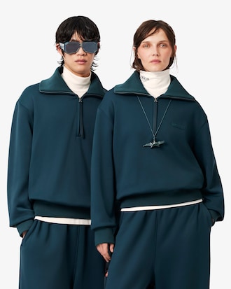 Runway High Neck Zipped Satin Sweatshirt