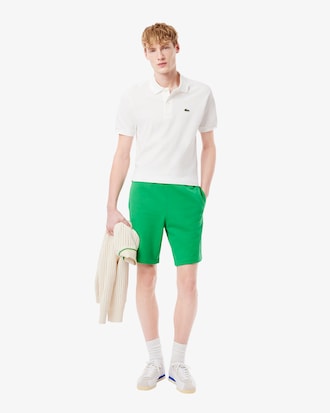 Shorts de felpa de algod&oacute;n con ribetes de marca