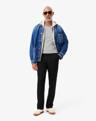 Men's Stretch Piqu&eacute; Striped Collar T-Shirt