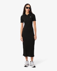 Women's Long Ribbed Cotton Polo Dress