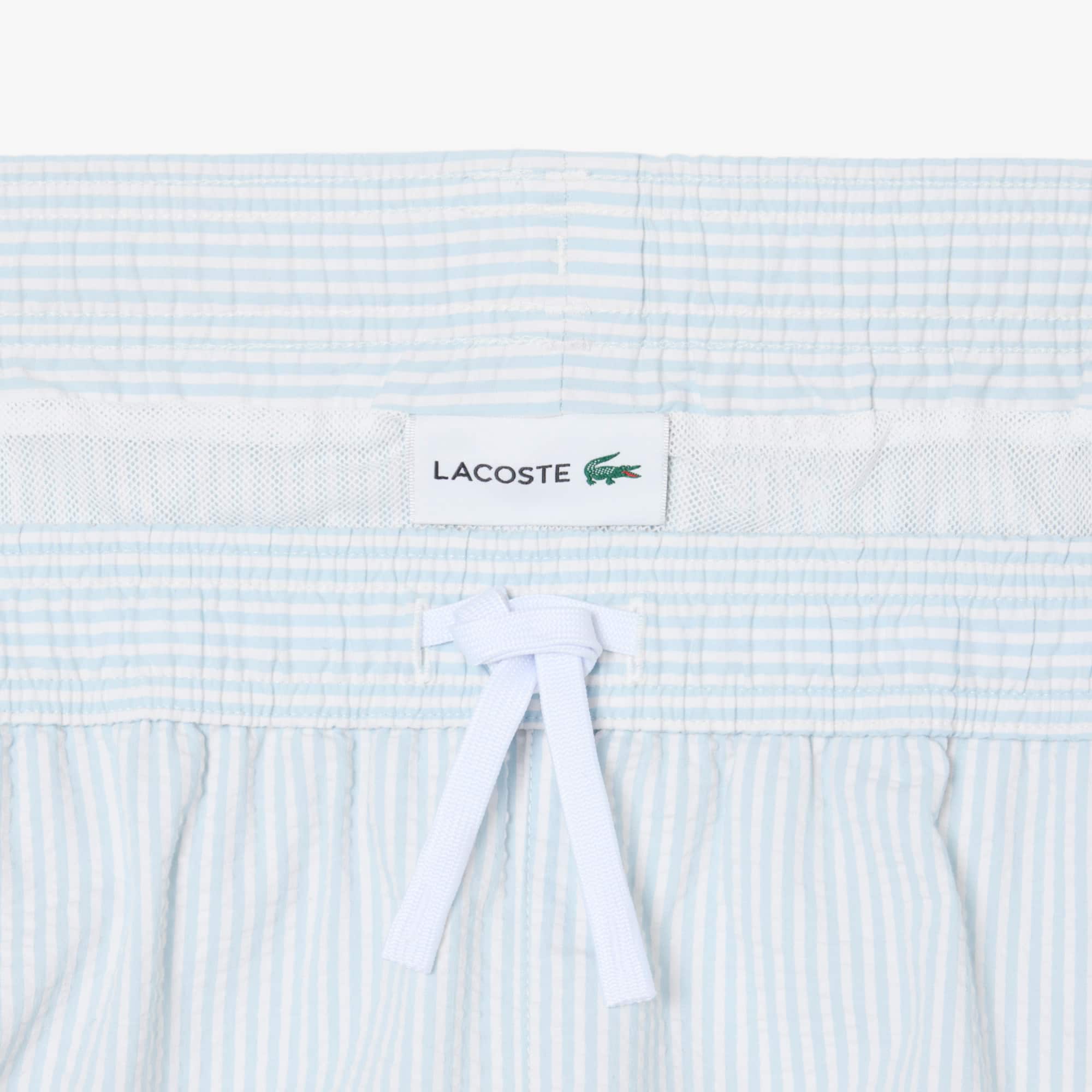 Men's Mid Length Striped Textured Swim Trunks