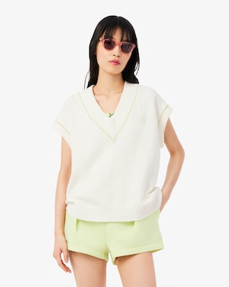 Cotton Blend V-neck Sleeveless Sweater Vest