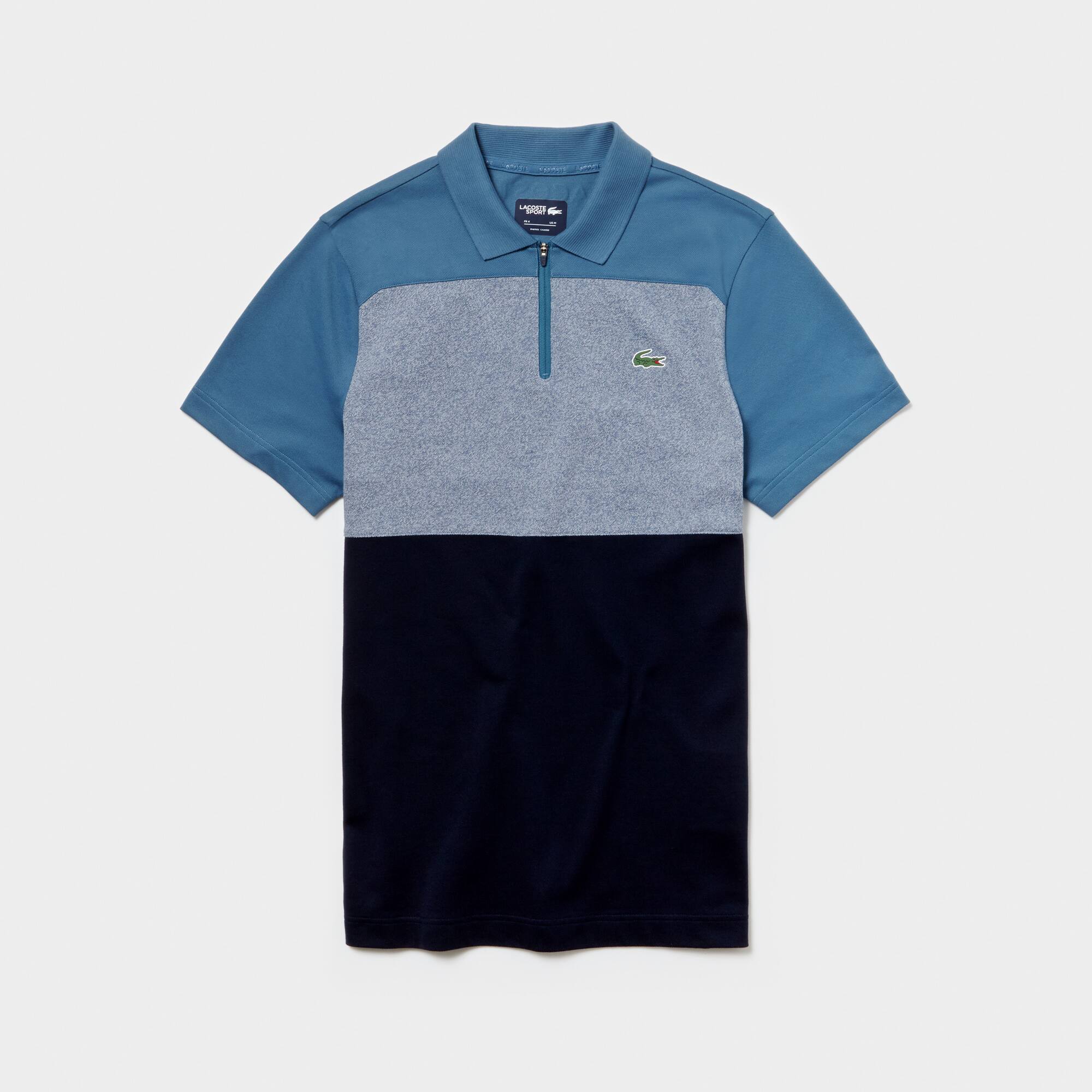 Men's SPORT Zip Neck Colourblock Petit Piqué Golf Polo Shirt