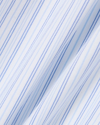Camisa de Corte Ajustado de Popelina El&aacute;stica de Rayas