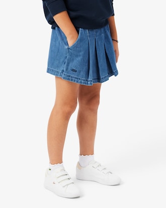 Pleated Denim Skort