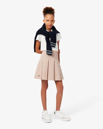 Pleated Cotton Twill Skirt