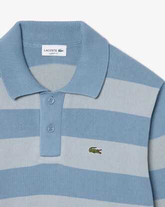 Striped Cotton Polo Collar Sweater