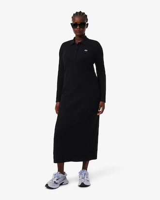 Women's Slim Fit Ribbed Cotton Polo Collar Dress