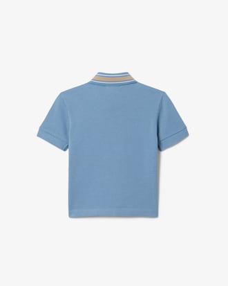 Stripe Collar Petit Piqu&eacute; Polo Shirt