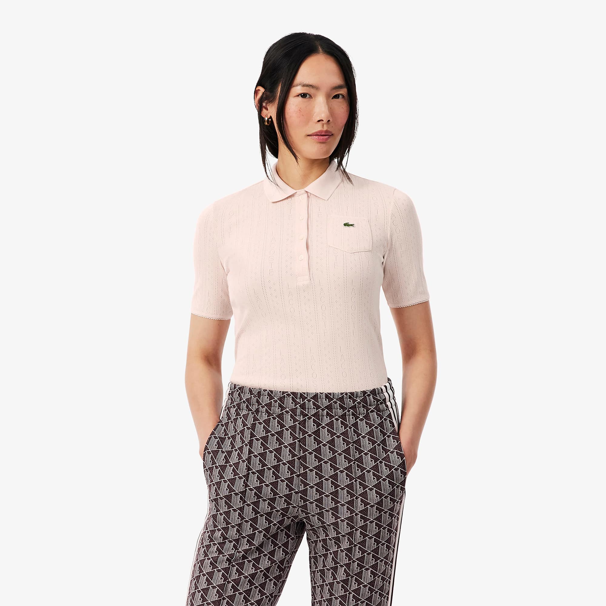 Slim Fit Pointelle Knit Polo Shirt