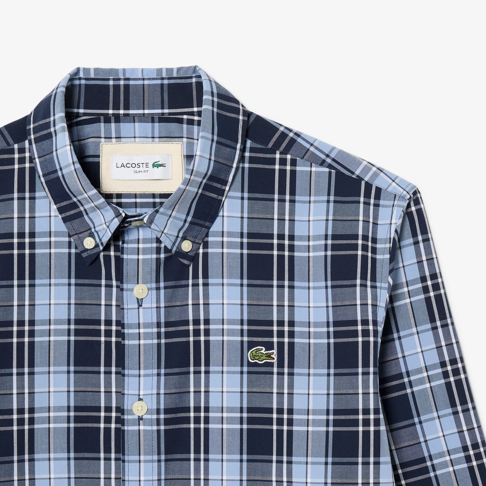 Slim Fit Gingham Print Stretch Poplin Shirt