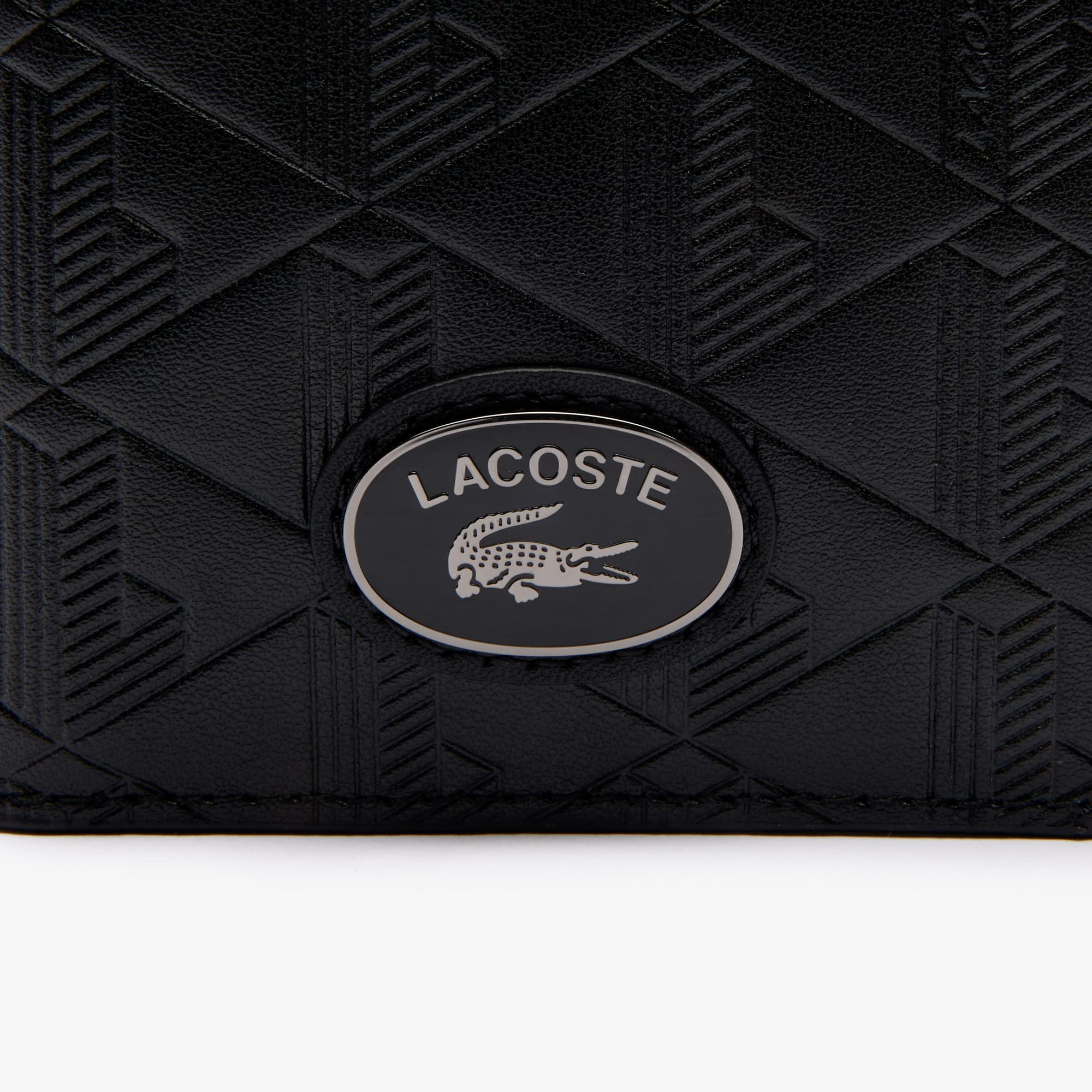 LACOSTE ★ MONOGRAMME Half-Wallet NH4575M54G Men's Monogram Compact Leather Billfold - Wallets & Small