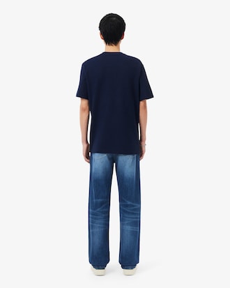 Jeans &Iacute;ndigo De Corte Recto Con 5 Bolsillos Para Hombre