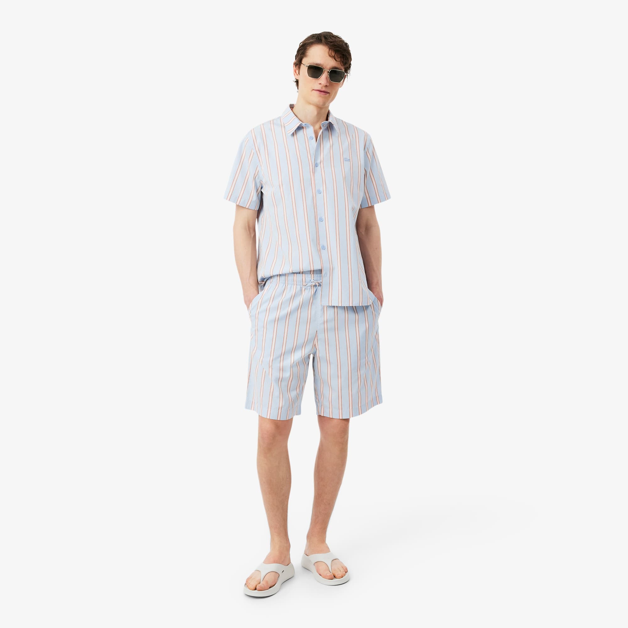 Lacoste Striped Cotton Poplin Shorts