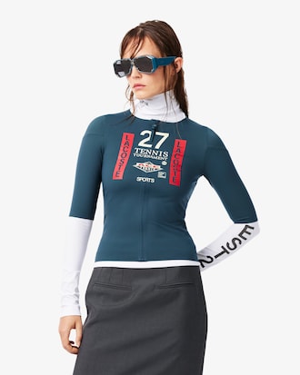 Runway Zipped Printed Stretch T-shirt