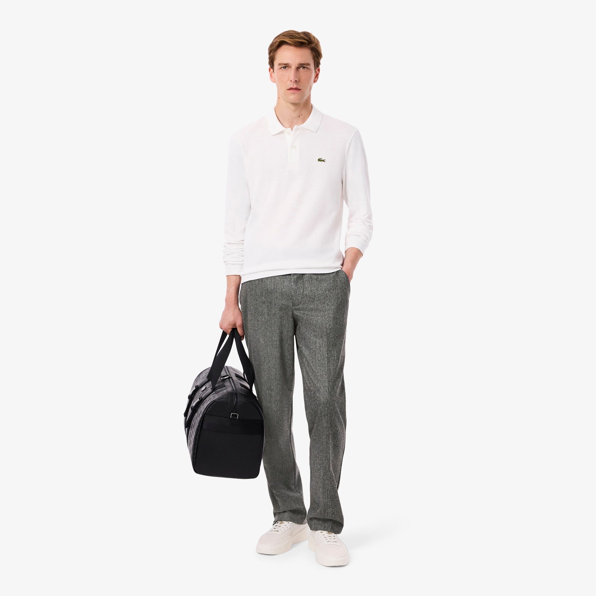 Lacoste Men's Straight Fit Chevron Wool Pants