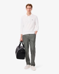 Pantalon straight fit laine à chevrons