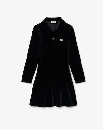 Girls' Shiny Stretch Velour Polo Dress