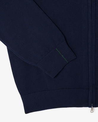 Men's Zip-Up High-Neck Cotton Sweater