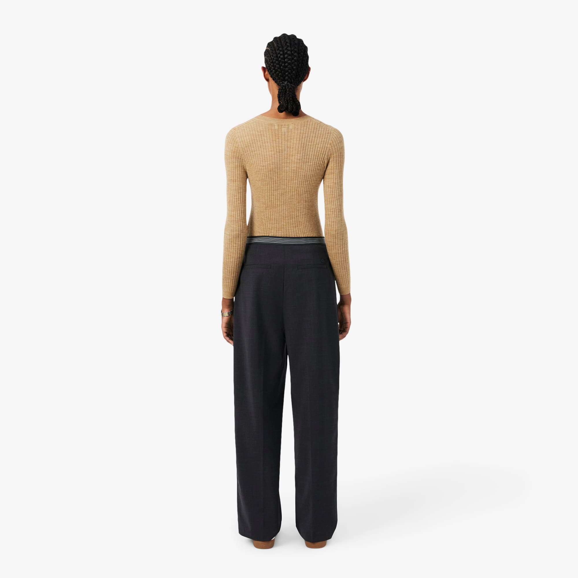 Oversized Wool Blend Pleated Pants