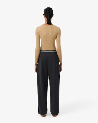 Oversized Wool Blend Pleated Pants