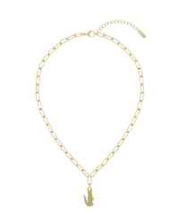 Women's Pink Crystal Croc Pendant Gold Necklace