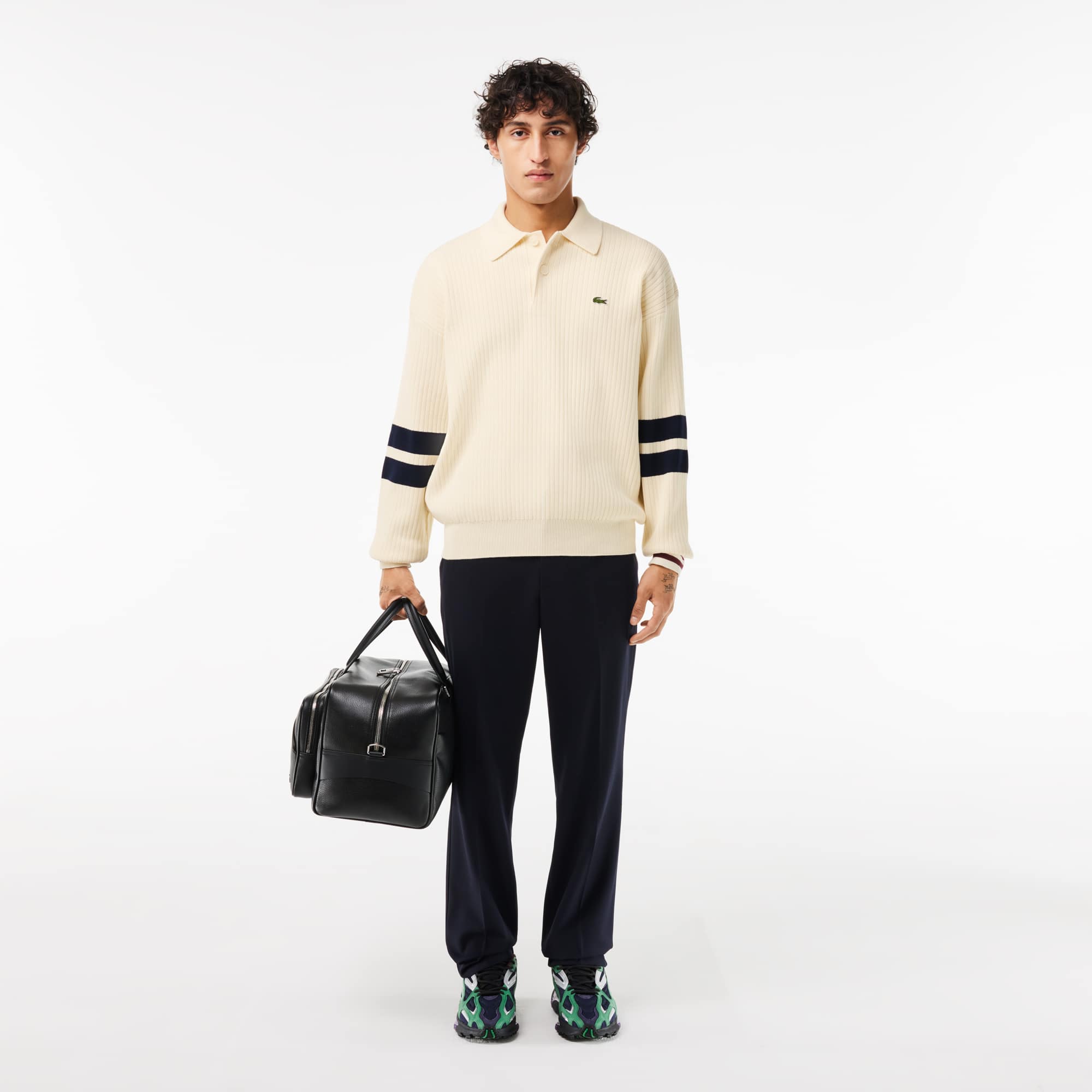 トップス FRENCH LACOSTE cotton knit polo shirt 6 French Made Ribbed Cotton Polo Shirt - Women's Knitwear