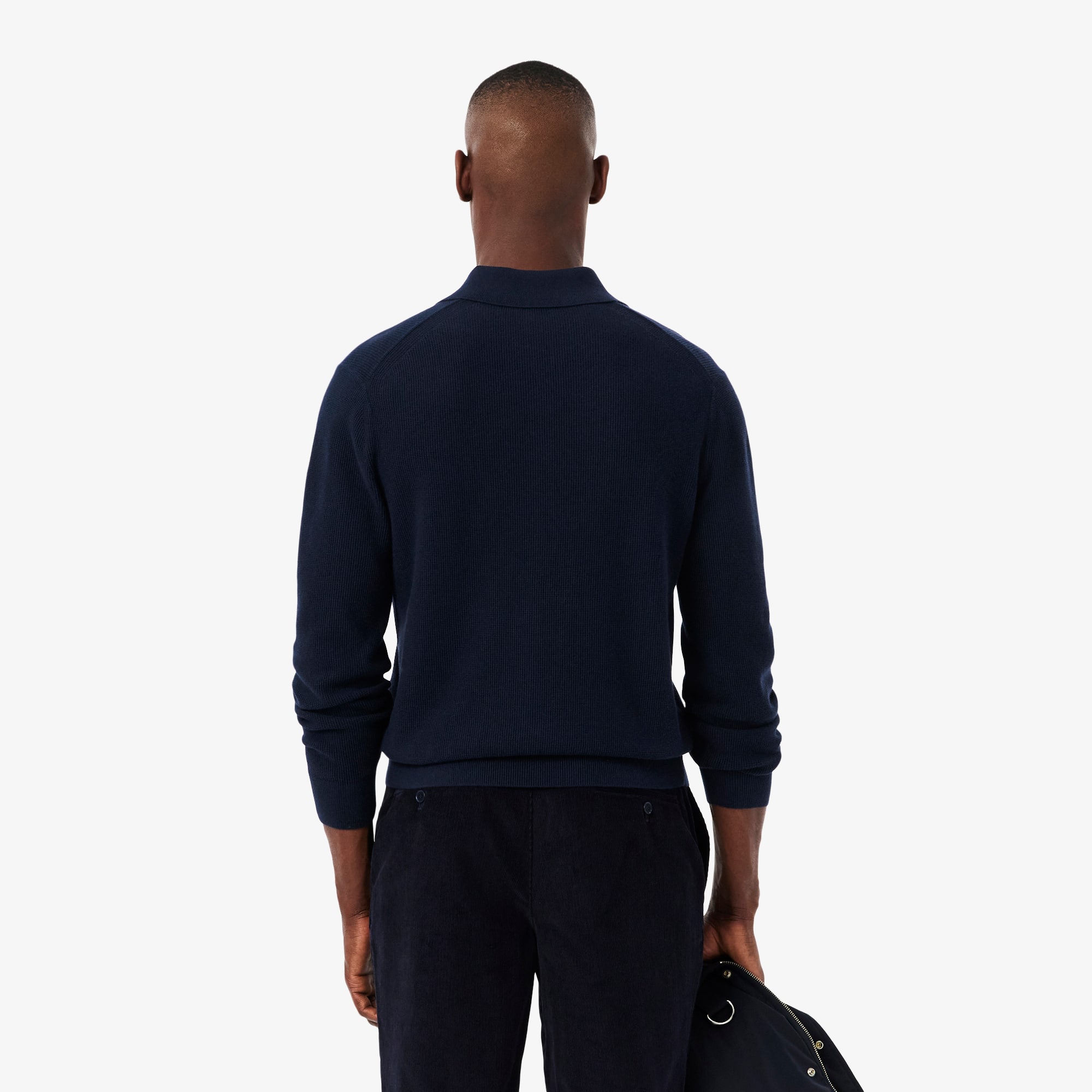 Men's Cotton & Wool Blend Half-Zip Polo Collar Sweater - Sweaters