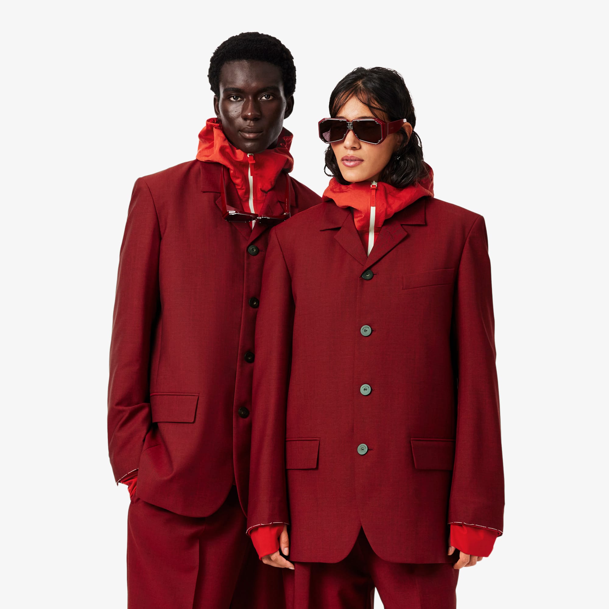 Lacoste Runway Tailored Wool Jacket In Red
