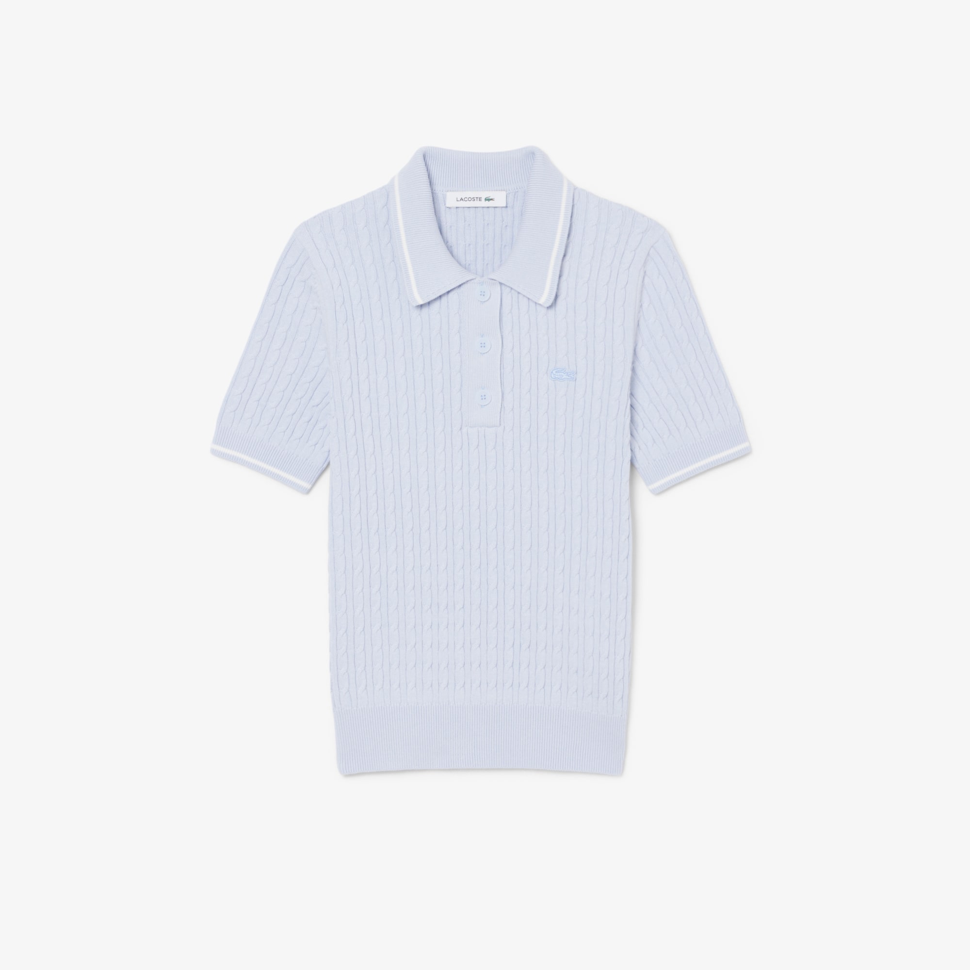 Striped Cable Knit Polo Collar Sweater - Sweaters & Sweatshirts