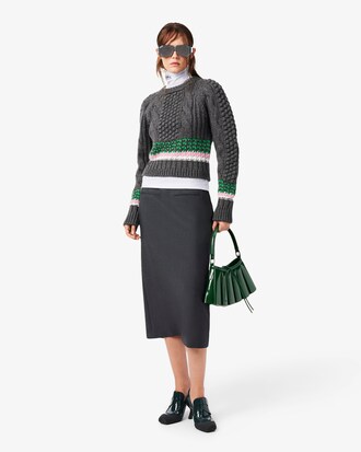 Runway Striped Textured Wool Sweater