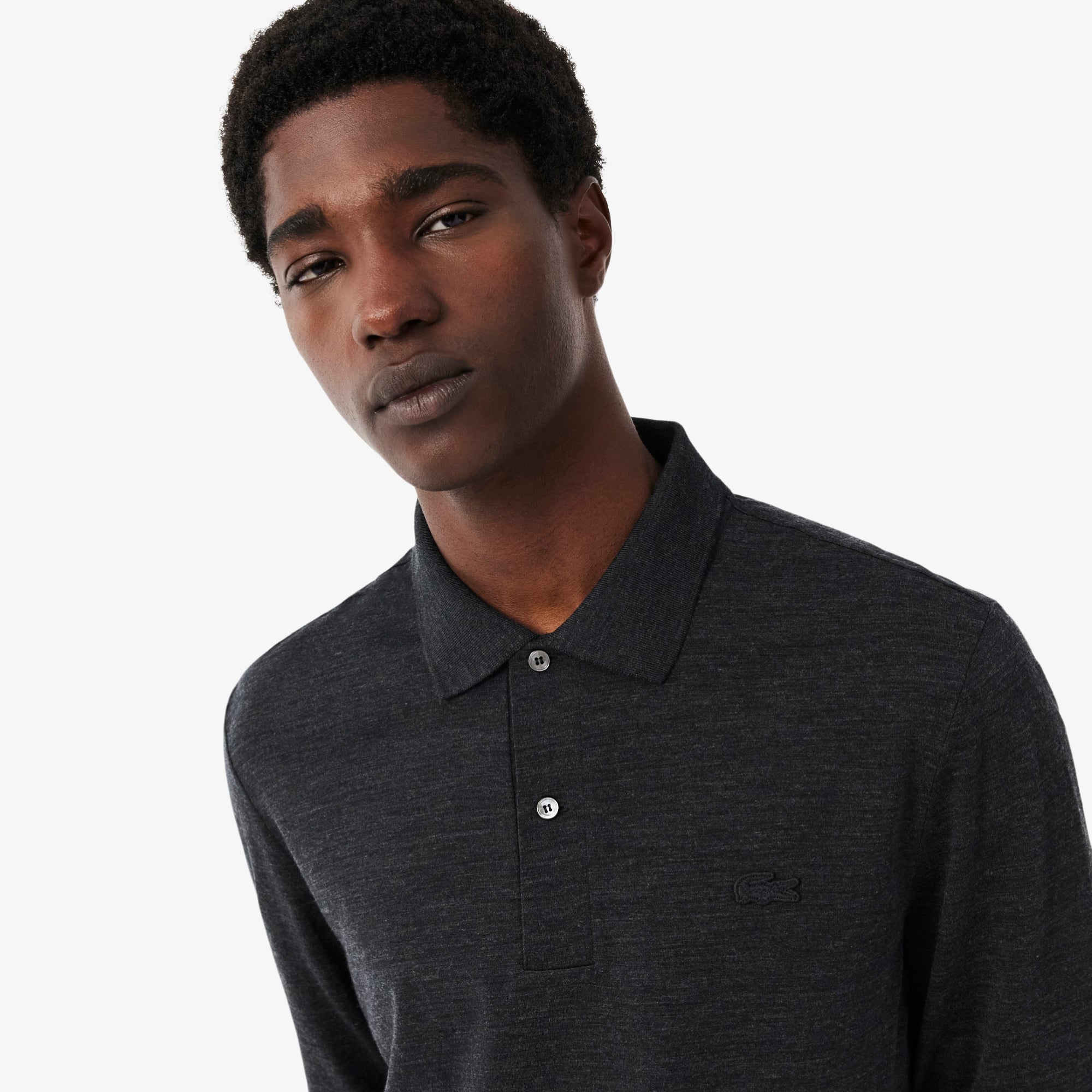 Regular Fit Long Sleeved Wool Polo Shirt