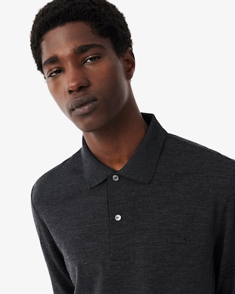 Regular Fit Long Sleeved Wool Polo Shirt
