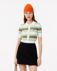Women's Ribbed Cotton Polo Collar Sweater
